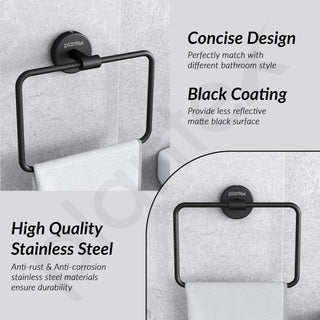 Plantex Stainless Steel Towel Hanger for Wash Basin/Towel Ring/Napkin Hanger for Bathroom/Towel Holder/Bathroom Accessories (Black)
