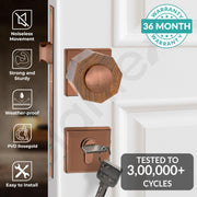 Plantex Heavy Duty Door Lock/Stainless Steel and Wooden Main Door Mortise Lock Handle/Handle Set for Home/Office/Door Accessories (Rose Gold, Wooden)