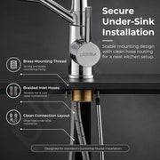 Plantex Flexible Tap for Kitchen Sink/Pure Brass Dual Flow Pull Out Sink Mixer Tap Hot and Cold/Movable/Rotable Water Mixer Faucet - (7904, Chrome)