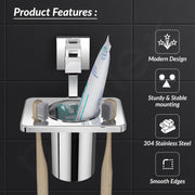 Plantex 304 Grade Stainless Steel Tooth Brush Holder/Tumbler Holder/Bathroom Accessories - Splash (Chrome)