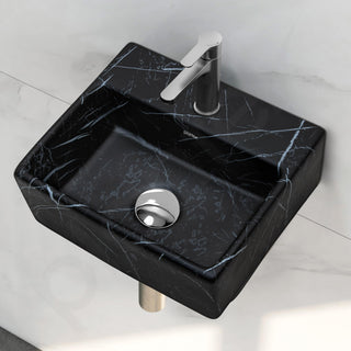 Plantex Ceramic Wall Hung Wash Basin for Bathroom/Square Tabletop Basin/Bathroom Hand Wash Sink/Wall Mount Washbasin for Restaurant/Hotel (Black- 13x11.5x5 Inch)