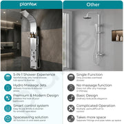 Plantex Shower Panel/6 in 1 Shower System/304 Grade Stainless Steel Handshower with Waterfall Outlet/Tub Spout/Body Massage Spray With Hot &cold Mixer- (1015, Chrome)