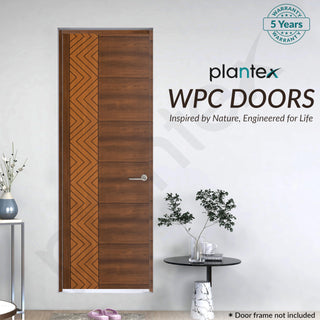 Plantex WPC Doors For Bathroom/Waterproof And Termiteproof Bathroom Door/2.5X7 Feet Wooden Finished Door For Home/Office - 30 Mm Thickness, Density-600 (30X84 Inch, 26 Kg- Ember Pattern), Brown