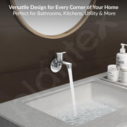 Plantex Pure Brass FLO-801 Bib Cock Water Tap with Water Saving Aerator/Dual Bib Tap with Brass Wall Flange & Teflon Tape for Washbasin with 7-Year Warranty (Mirror Chrome)