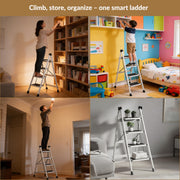 Plantex 4 Step Ladder for Home Use/Wide Anti-Slip Heavy-Duty Step Stool/Lightweight Kitchen Ladder 4 Step (White)