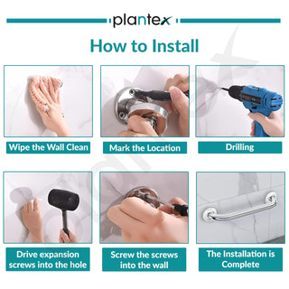 Plantex 14 Inch Grab Bar for Toilet/Bathroom Handle for Senior Citizen/Heavy-Duty Stainless Steel Support Bar/Bathroom Accessories (Chrome)