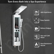 Plantex Shower Panel for Bathroom with Hand Shower/Body Massage Jets/Showerhead/304 Grade Stainless Steel Showers System with Hot & Cold Mixer (KM-8103-Chrome)