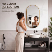 Plantex Aluminium Frame Mirror for Bathroom/Wall Mount Capsule Mirror for Bedroom/Dressing Room/Living Room/Entryway - (Gold, 18x30 Inch)