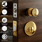 Plantex Bathroom Door Lock/Stainless Steel Pull Push Door Handle Lock Set/Keyless Lock Handle for Bathroom (PVD Gold, DTM-666)