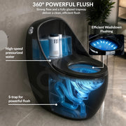 Plantex Imported Western Commode/Rimless Siphonic Vaccum Flush/One Piece Floor Mounted Commode with Soft Close Toilet Seat Cover - S Trap Outlet ( Black )