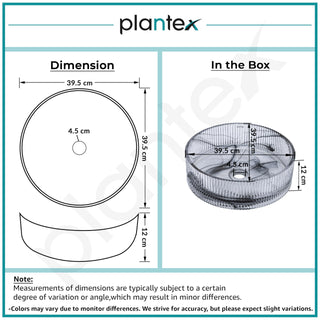 Plantex Transparent Glass Basin for Bathroom/Tabletop Round Wash Basin/Luxury Countertop Basin for Home/Office/Hotel (Somky - 15x15x5 inch)