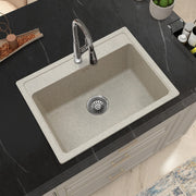 Plantex Matt Quartz Sink For Kitchen/UV Protected Kitchen Sink/Granite Single Bowl Sink/Undermount/Topmount (Mosaic Grey - 24X18 Inches)