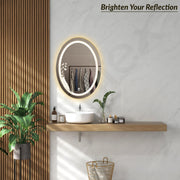 Plantex LED Bathroom Mirror with 3 Tone/Designer Mirror for Living Room/Bedroom/Dressing Room - Oval Shape Wall-Mounted (18 x 24 Inch)