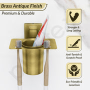 Plantex Tumbler Holder for Bathroom/Stainless Steel Toothbrush Holder/Toothpaste Holder/Bathroom Accessories Ã¢â‚¬â€œ Pack of 1, Aqua (Brass Antique)