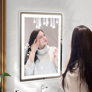 Plantex LED Bathroom Mirror with 3 Tone/Designer Mirror for Living Room/Bedroom/Dressing Room - Rectangle Shape (HM-005, 18 X 24 Inch)