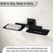Plantex Stainless Steel Double Soap Holder for Bathroom/Soap Case/Dual Soap Dish/Bathroom Accessories - Aqua (Black)