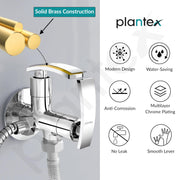 Plantex Pure Brass 2 way Angle Valve Tap/Angle Cocke for Bathroom with Teflon Tap (ZUR-1506, Chrome)