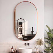 Plantex Aluminium Frame Mirror for Bathroom/Wall Mount Capsule Mirror for Bedroom/Dressing Room/Living Room/Entryway - (Rose Gold, 22x36 Inch)
