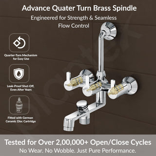 Plantex Brass Wall Mixer for Bathroom 3 in 1/L-Bend Connector for Overhead/Hand Shower/Spout Mixer Tap/Mixture Tap for Bathroom with 7-Year Manufacturer's Warranty-(Flo-819 Chrome)