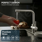 Plantex Kitchen Sink Faucet/Kitchen Tap Handle Brass and Body is 304 Grade Stainless Steel/Double Handle Kitchen Mixer Tap Hot and Cold/360Â° Swivel Spout Sink Taps - (7908, Matt)
