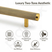 Plantex Stainless Steel & Aluminium Cabinet Handle/288mm Wardrobe Door Handle/Cupboard Pull-Push Handles for Home/Office - Pack of 1 (Brass Antique & Gold)