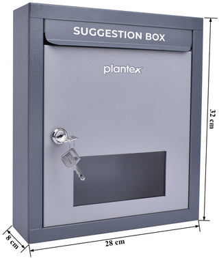 Plantex All in One Multipurpose use Letter Box for Home gate/Post Box/Suggestion Box/for Feed Back in Office/Complaint/Donation Box with Secure Lock - Pack of 15 - (Grey), Table Top or Wall Mount