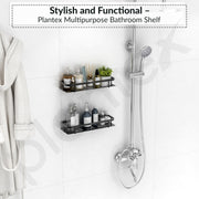 Plantex 304 Stainless Steel Bathroom Shelf/Wall Mounted Bathroom Organiser with Drill/Kitchen Storage Shelf(15X5 Inch-Black Finish)