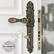 Plantex Door Lock Set -Main Door Lock Handle Set/6-Lever Lock Mechanism with 3 Years of Warranty/Mortise Lock with 3 Keys, Brass Lock Body & Cylinder(658-Brass Antique)