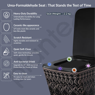 Plantex Ceramic Wall Hung Commode/Rimless Washdown Western Commode/P Trap Western Toilet with Soft Close Seat Cover - (Matt Black)