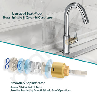 Plantex PAC-1812 Kitchen Sink Tap with Water Efficient Tap Aerator/Wall Mount Sink Tap for Kitchen Basin with 360° Swivel Spout (Chrome)