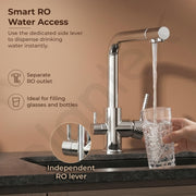 Plantex Kitchen Mixer Tap for Sink/Hot and Cold Double Handle Faucet/304 Stainless Steel Body and Brass Handle/360° Swivel Spout Sink Taps - (7908, Chrome)