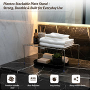 Plantex Stainless Steel Stoarge Rack/Shelf Divider for Kitchen/Storage Rack for Cabinet/Plate Stand/Dish Rack (Chrome)