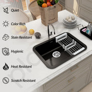 Plantex Matt German Engineered Technology Quartz Sink For Kitchen/UV Protected Kitchen Sink/Single Bowle Sink For Home(Charcoal Black-18X24 Inch)