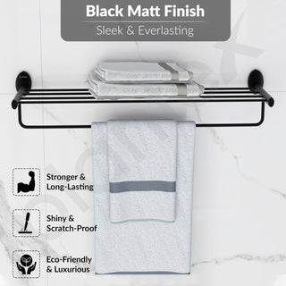 Plantex 304 Grade Stainless Steel 24-Inch Towel Rack for Bathroom/Towel Rod/Towel Hanger Stand/Bathroom Accessories - Oreva (Black)