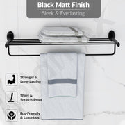 Plantex 304 Grade Stainless Steel 24-Inch Towel Rack for Bathroom/Towel Rod/Towel Hanger Stand/Bathroom Accessories - Oreva (Black)