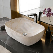 Plantex Ceramic Countertop Basin with Brown Veins - Wash Basin for Bathroom, Restaurant, Hotel (18 x 13 x 5.5 Inch)
