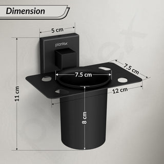 Plantex Tumbler Holder for Bathroom/Stainless Steel Toothpaste Holder/Toothbrush Holder/Bathroom Accessories - Pack of 1 (Black)
