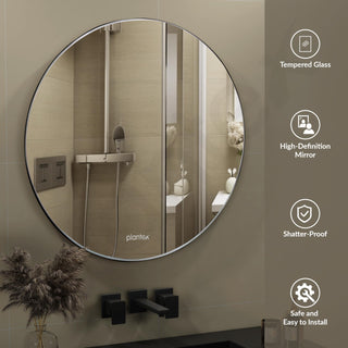 Plantex Frameless Round Mirror with Beveled Smooth Edges/Wall Mirror for Bathroom/Dressing Room/Living Room/Bedroom/Entryway (24 Inch)