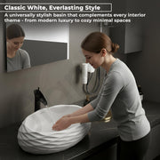 Plantex Table Top Wash Basin For Bathroom/Designer Ceramic Basin/Countertop Vessel Sink Basin - Indo-European Collection (EQTT-595, 23 x 15 x 7 Inch)