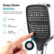 Plantex ABS Hand Shower for Bath/3 Mode Multifunctional Shower/Rectangle Hand Shower Without Hose Pipe for Home/Hotel - (Chrome, H597)