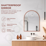 Plantex Aluminium Frame Mirror for Bathroom/Wall Mount Half-Capsule Mirror for Bedroom/Dressing Room/Living Room/Entryway - (Rose Gold, 18x24 Inch)