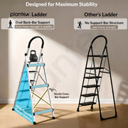 Plantex Steel Ladder for Home/Strong Foldable Wide 5 Step Ladder/Anti-Skid 5 Step Ladder - (Apex - White)