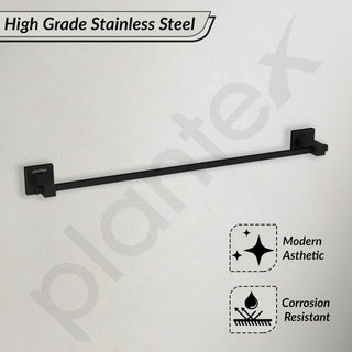 Plantex Stainless Steel 24 Inch Single Towel Rod for Bathroom/Towel Hanger/Bathroom Towel Holder/Towel Bar/Bathroom Accessories - Aqua (Black) Pack of 1