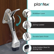 Plantex Door Stopper for Home Hydraulic/Gate Stopper for The Door with Rubber Grip 5-Inch Long Door Stops for The Wooden Door - (Pack of 4) 186-Satin