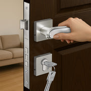 Plantex Main Door Lock/Mortise Lock for Doors - Robust Door Handle for Home with Brass Locks Body & Cylinder (PT-014, Satin & Chrome)