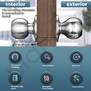 Plantex Aluminium Smart Door Lock/Cylindrical Smart Lock For Wooden Door/Digital Fingerprint Smart Door Lock With 2 Keys For Home/Office/Hotel - (Silver)