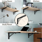 Plantex 16 Inch Foldable Shelf Bracket/GI Steel Multipurpose Bracket/L Bracket/Space Saving Bracket for Wall/Folding Table Bracket for Home & Office (Pair of 1, Black)