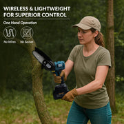 Plantex Electric Chainsaw/4-Inch Cordless Chain Saw with 4000RPM Load Speed/7m/s Chain Speed/Lightweight Handheld Pruning Saw for Wood Cutting - Black (Mainframe, Battery & Charger Not Included)