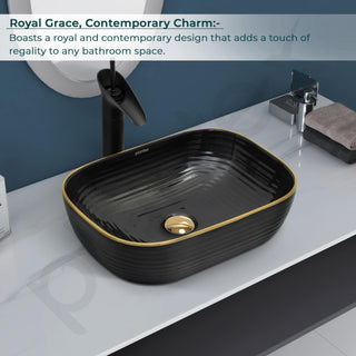 Plantex Table Top Wash Basin For Bathroom/Designer Ceramic Basin/Countertop Vessel Sink Basin - Indo-European Collection (18 x 13 x 5 Inch)