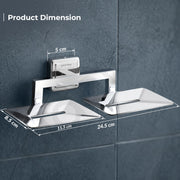 Plantex 304 Grade Stainless Steel Dual Soap Holder for Bathroom/Double Soap Dish/Soap Stand/Soap Case/Bathroom accesories - Decan (Chrome)